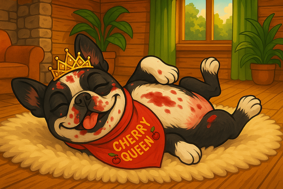 Sundae is taking a cherry-infused nap