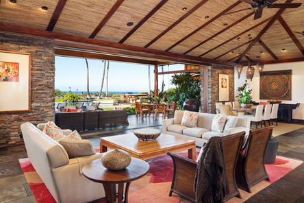 Japanese inspired family room at Hualalai vacation rental home with ocean view