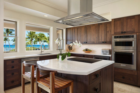 Luxury penthouse vacation kitchen rental home at Hualalai on the Big Island of Hawaii with ocean view