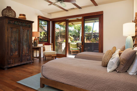 Japanese inspired guest bedroom at Hualalai vacation rental home with ocean view