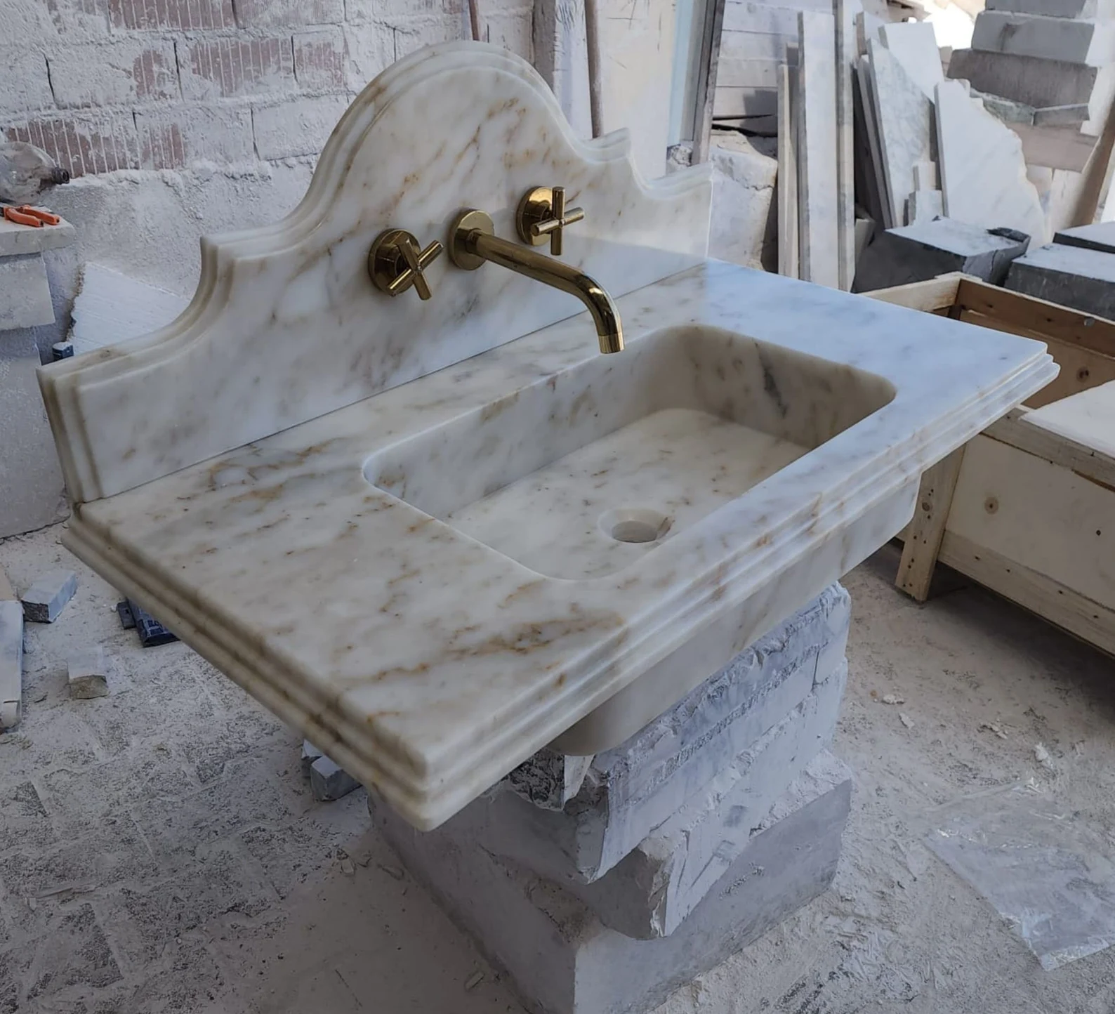 Special calacatta gold marble sink will be produced in the desired dimensions: 18x54x6 inches