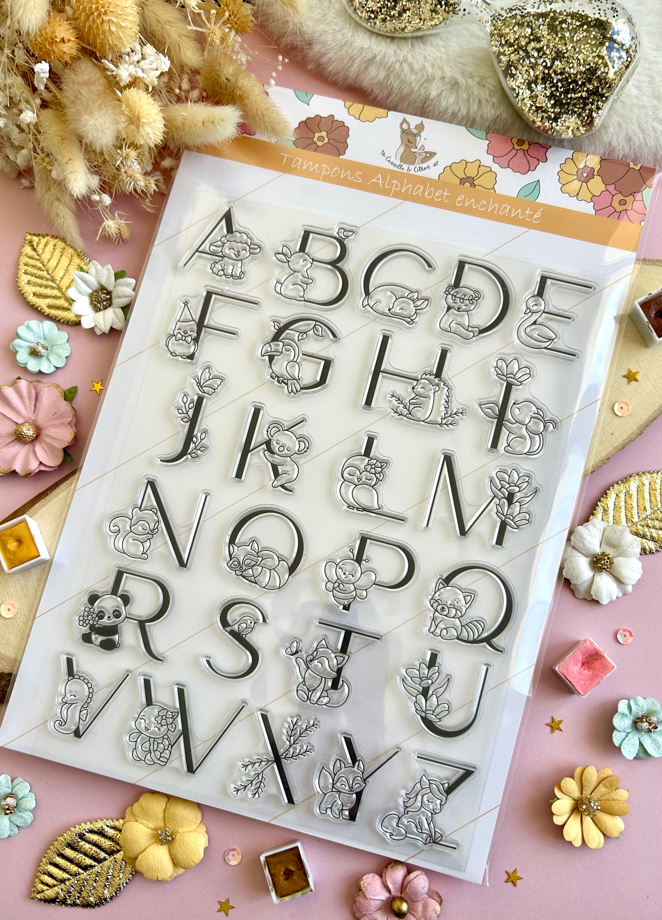 Planche de tampons clears A4 Alphabet enchanté