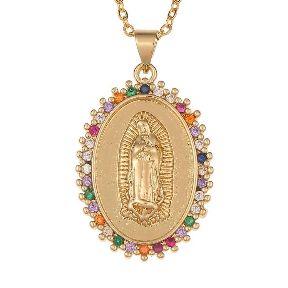 Thumbnail: High Quality Women's Religious Jewelry Copper Micro Inlaid Zircon Virgin Mary P