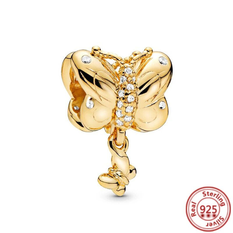 Thumbnail: 925 Sterling Silver Gold Color Family Tree Heart Crown Pendant Charm Fit Origin