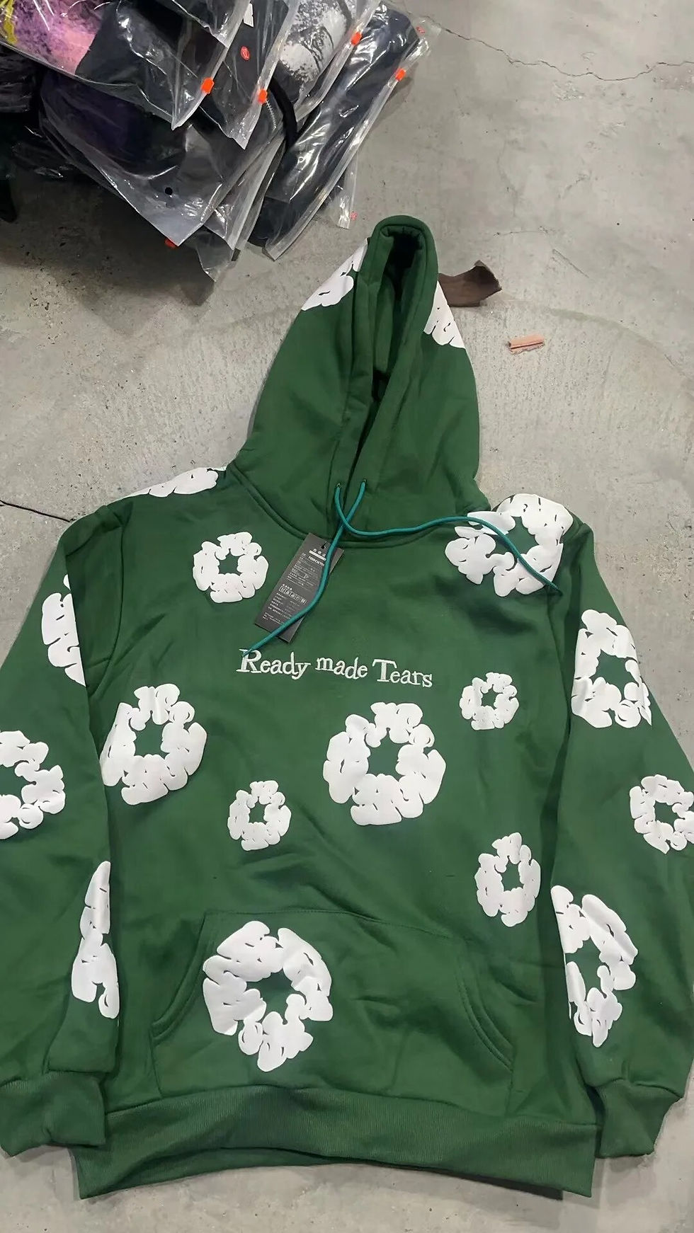 Miniaturebillede: Retro Foam Kapok Print Letter Embroidery Pullover Hoodies Men's and Women's Str