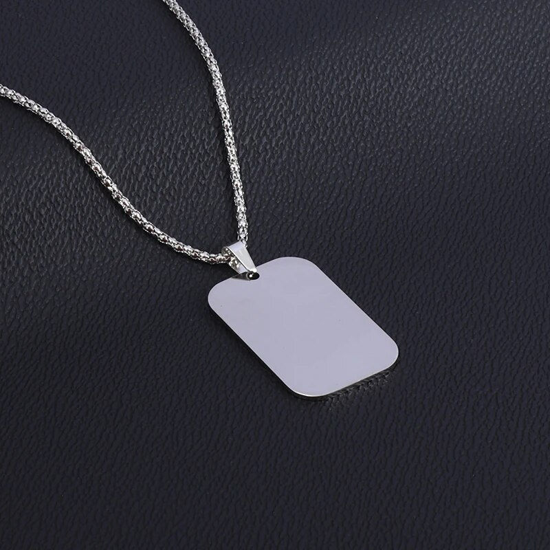 Thumbnail: Classic Square Hollow Cross Military Plate Stainless Steel Pendant Necklace for