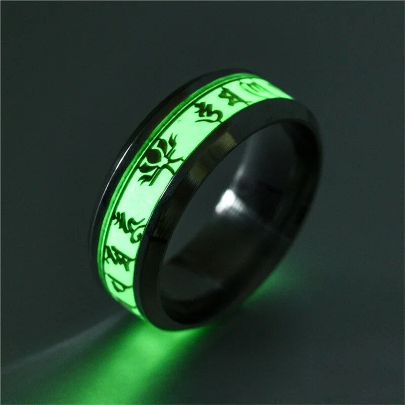 Thumbnail: Stainless Steel Luminous Finger Rings For Couples Glow In Dark Valentine'S Day