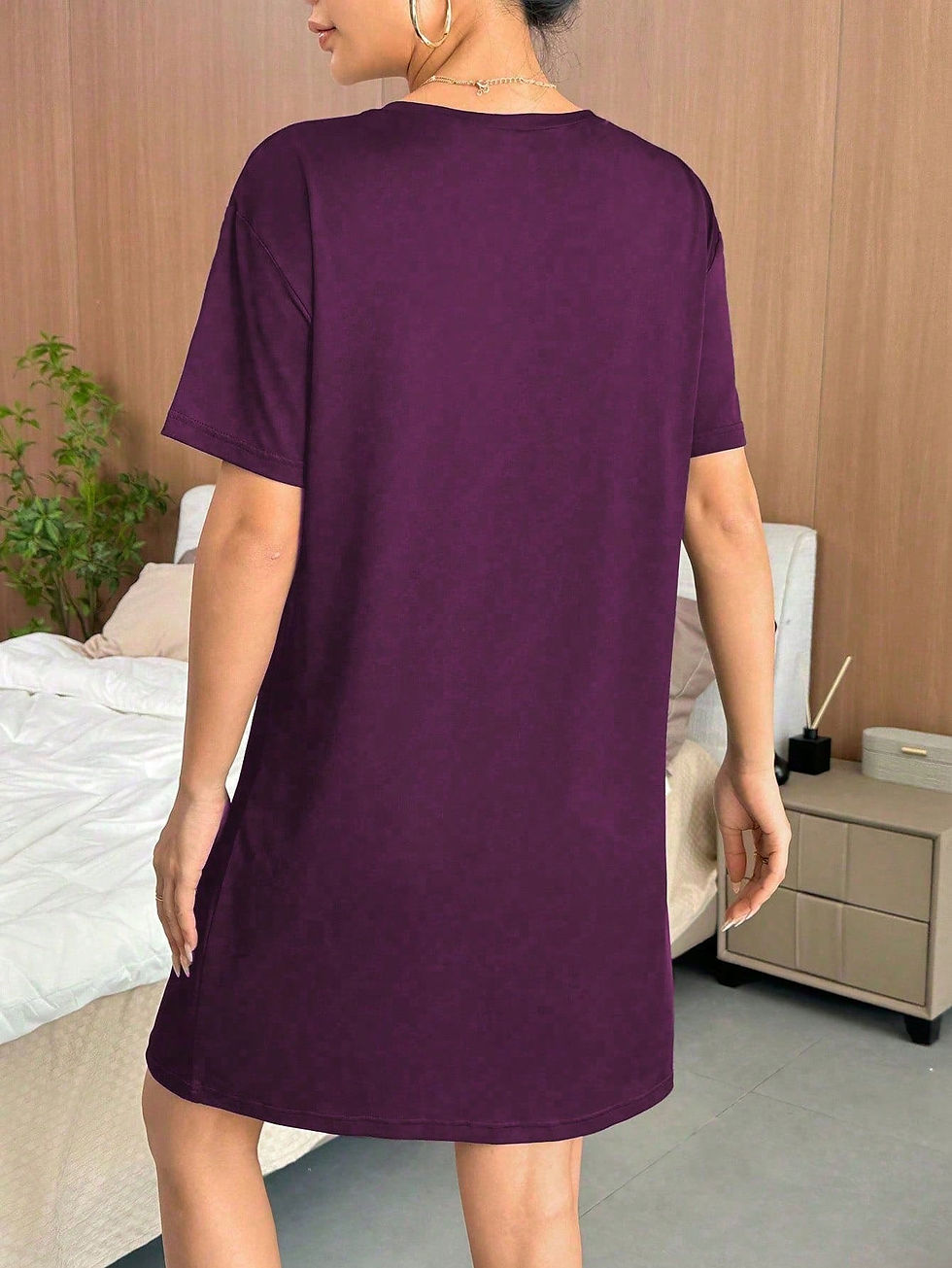 Indexkép: Women's Letter & Leopard Print Pajama Night Dress