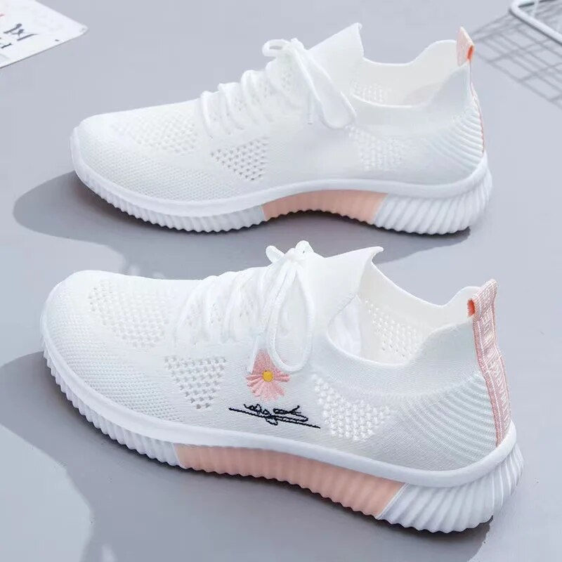 Imej kecil: New Spring and Summer Women's Fly-Knit Sneakers Fashionable All-Match Running S