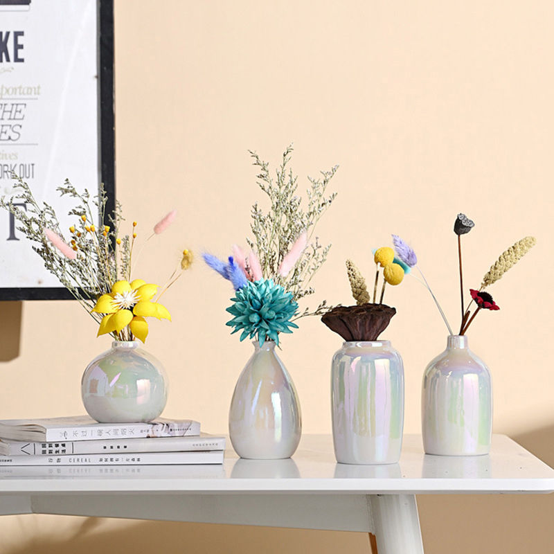 Thumbnail: Pearl Glossy White Ceramic Vases Dried French Dreamy Bubble Flower Arrangement
