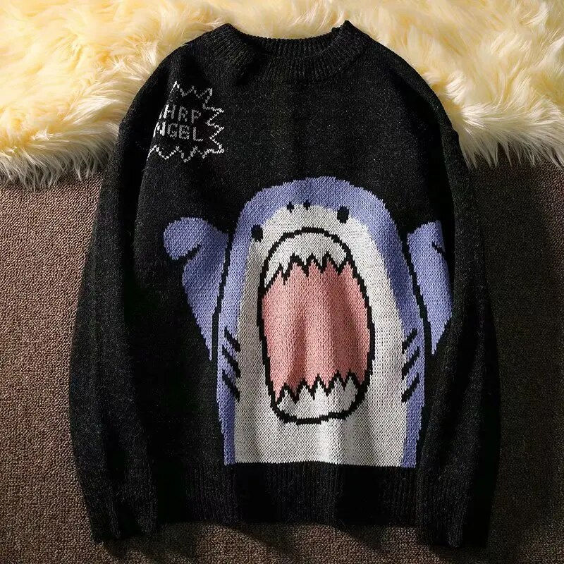 Indexkép: ZAZOMDE Men Turtlenecks Shark Sweater Men 2023 Winter Patchwor Harajuku Korean