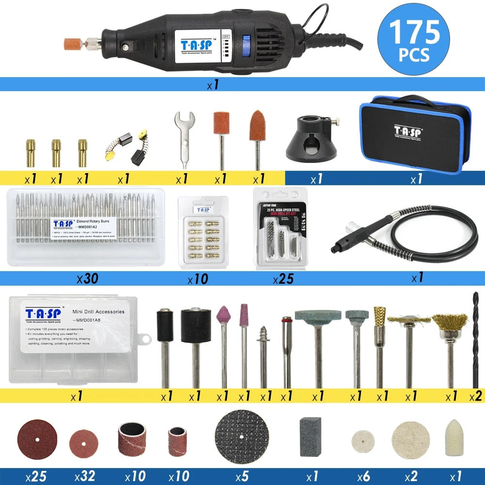 TASP 230V 130W Dremel Rotary Tool Set Electric Mini Drill Engraver Grinding Kit