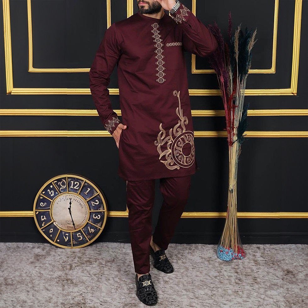 Thumbnail: Dashiki African Ethnic Men's Long-Sleeved T-Shirt Trousers Suit Personality Pri