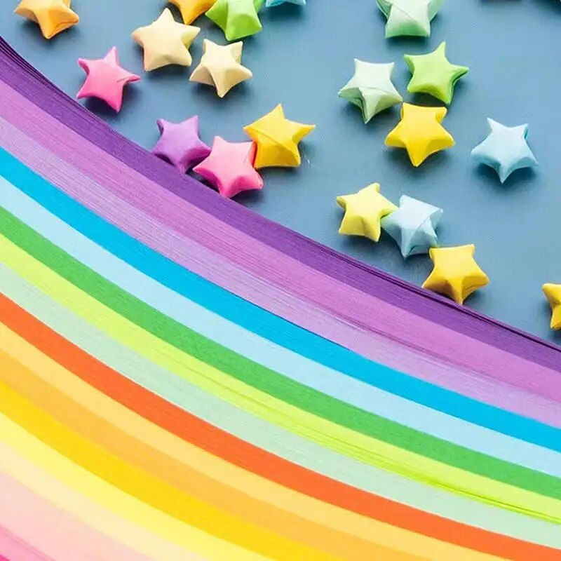 Thumbnail: 540Sheet Origami Stars Paper Strips 7 Color Folding Paper Colorful Double Sided
