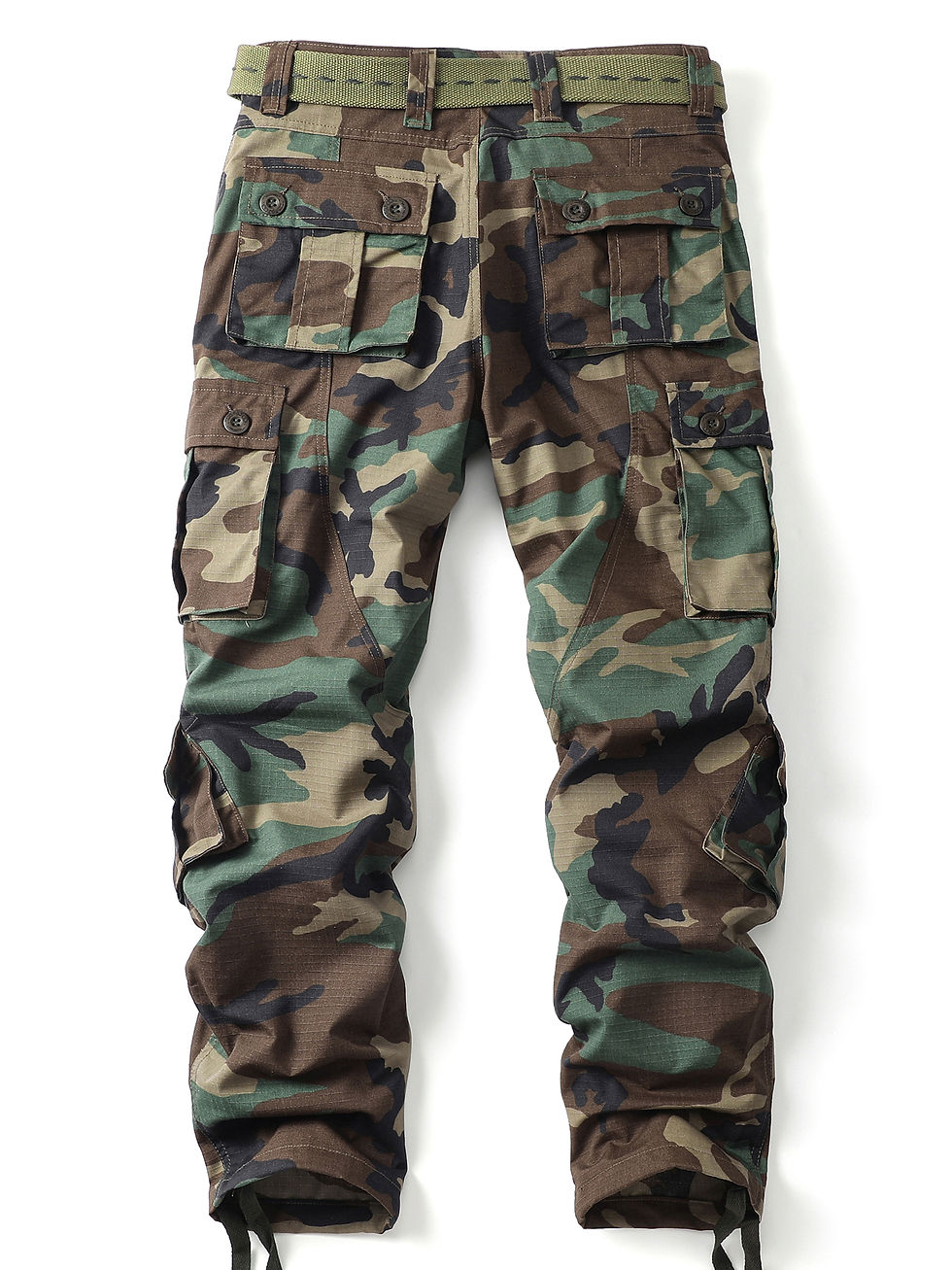 Thumbnail: AKARMY Camo Multi Flap Pockets Men's Straight Leg Cargo Pants, Loose Casual Out