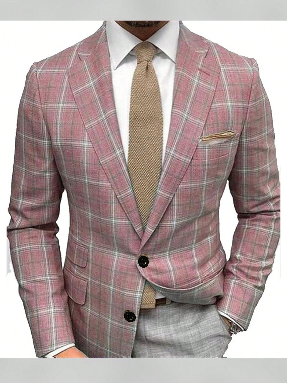 Thumbnail: Men's Purple Plaid Business Casual Suit Jacket, Fashion Street Style, Versatile