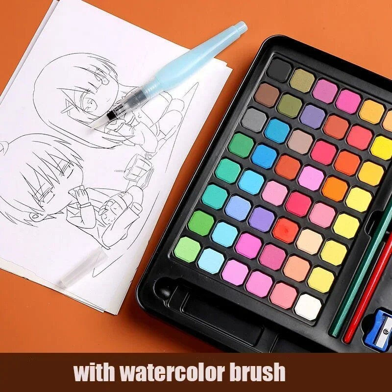 Thumbnail: 63 Pcs Professional Watercolor Paint Set 48 Colors Painting Set With Paint Brus
