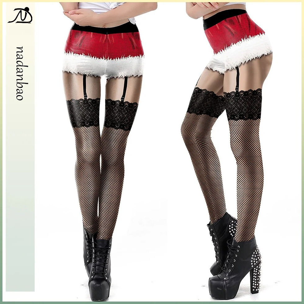 Thumbnail: Nadanbao Merry Christmas Funny Holiday Party Pants Women Cute Lace Print Leggin