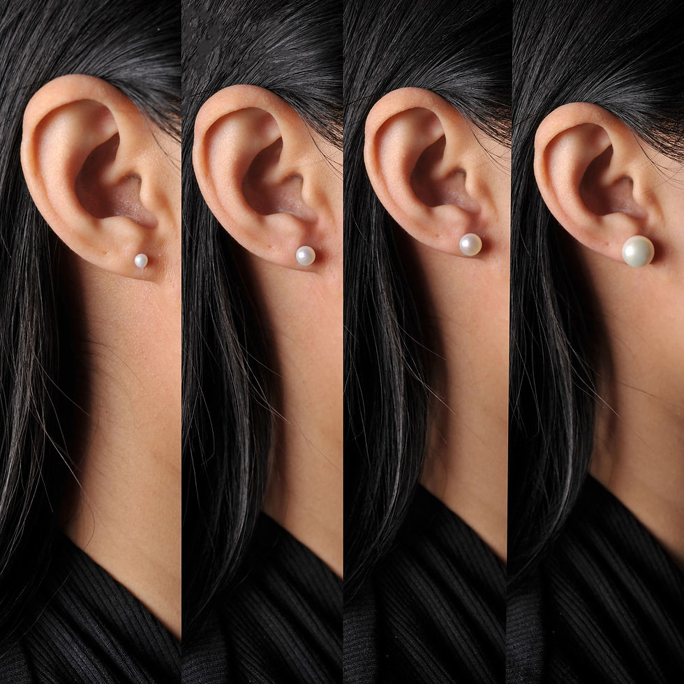 Thumbnail: Potiy 3-9mm Freshwater Pearl 925 Sterling Silver Stud Earrings for WomenFashion