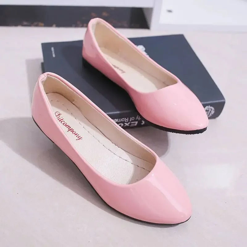 Miniature : Women Candy Color Ballet Flats White Wedding Shoes Woman Flats Patent Leather S