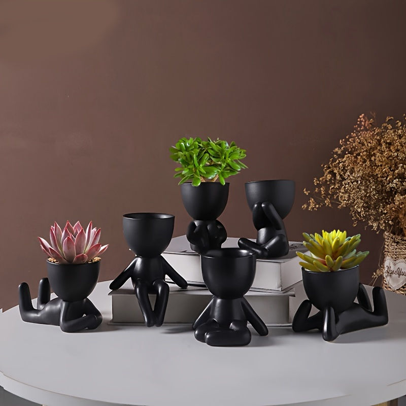 Miniatiūra: Abstract Figures Flower Pots Ceramic Vase Desk Decoration Potted Plants Decorat