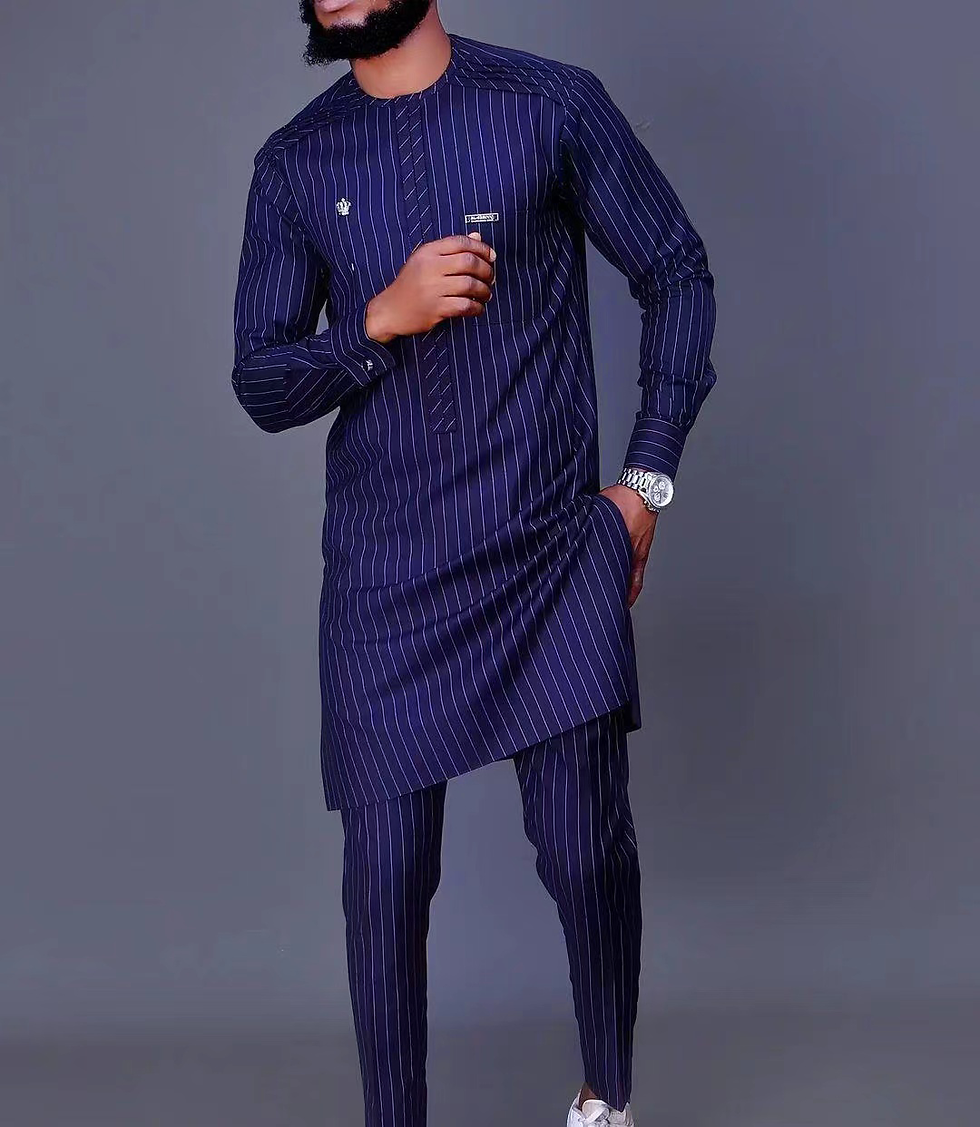ภาพขนาดย่อ: 2024 New African Traditional Men's Set Elegant and Fashionable Men's Suit Casua