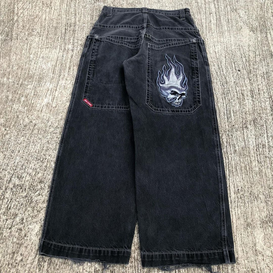 Hip Hop Streetwear Women Black High Waist Jeans Vintage Street Letter Embroider