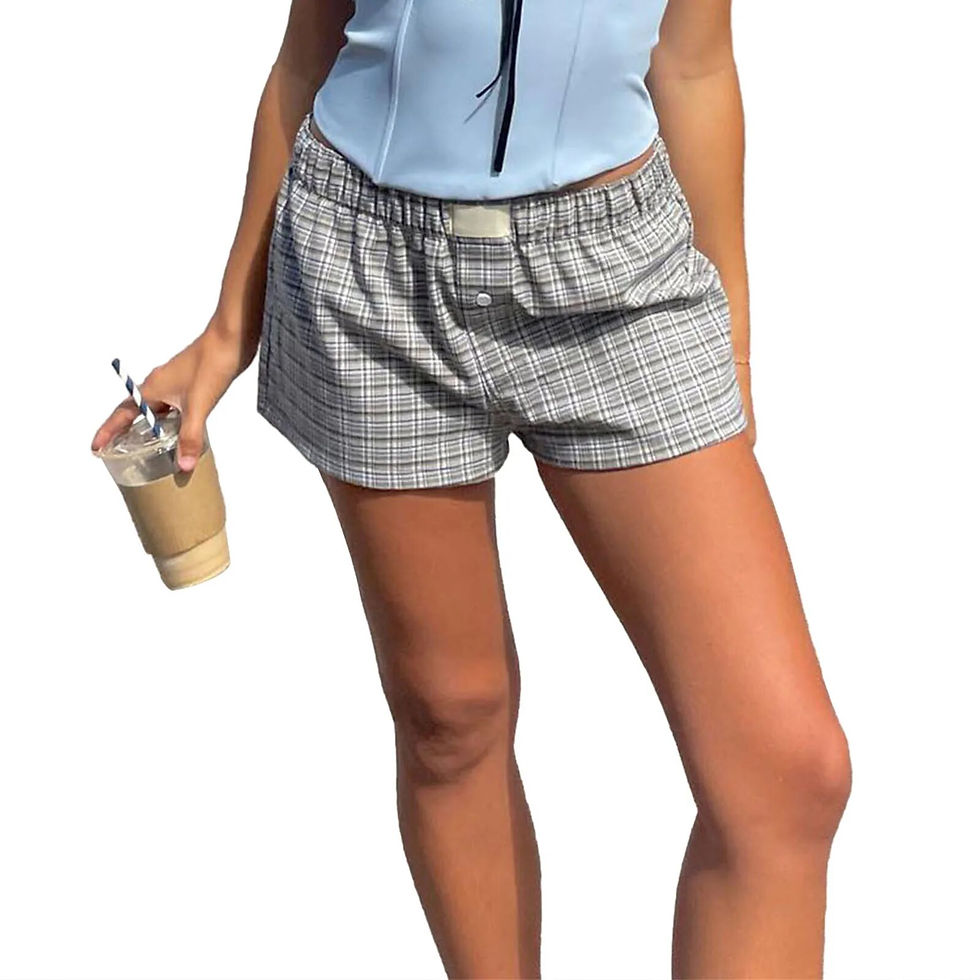 Miniatura: Y2k Women Pajamas Shorts Low Rise Pj Sleep Shorts Plaid Boxer Sleeping Shorts S
