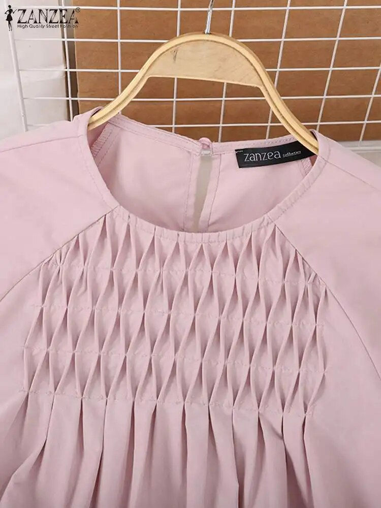Thumbnail: Stylish Women Long Sleeve Casual Blouse Autumn Solid Tunic Tops 2023 ZANZEA Vin