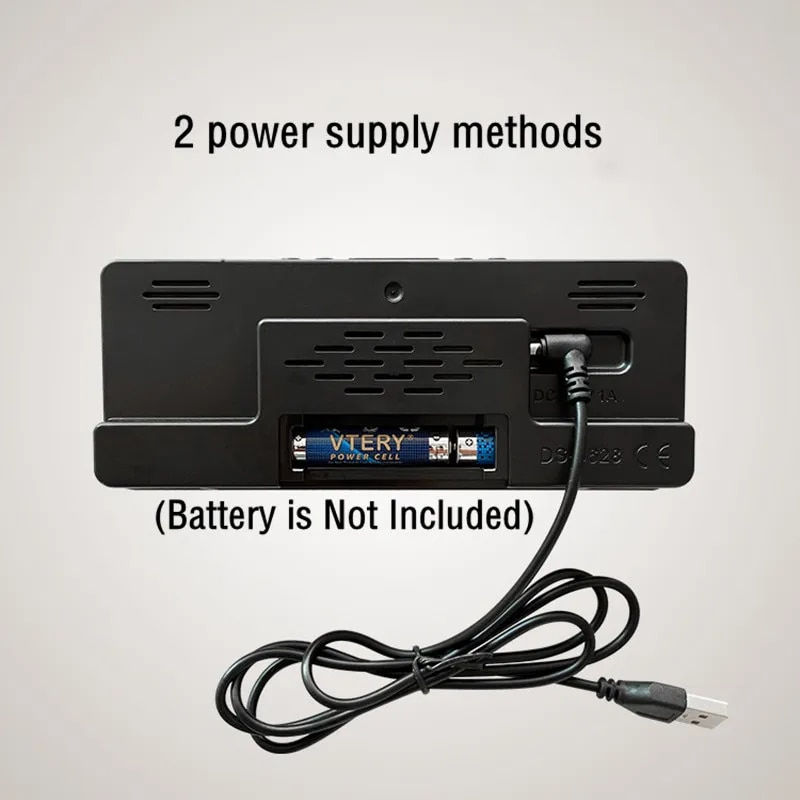 الصورة المصغرة: Digital Alarm Clock Voice Control Teperature Snooze Night Mode Desktop Table Cl