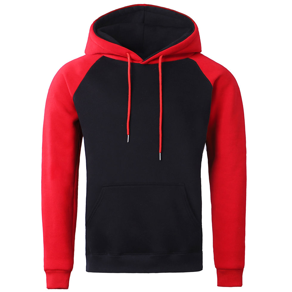 Thumbnail: Red Black Raglan Splicing Hoodie Men Loose Oversized Clothing Autumn Warmth Fle
