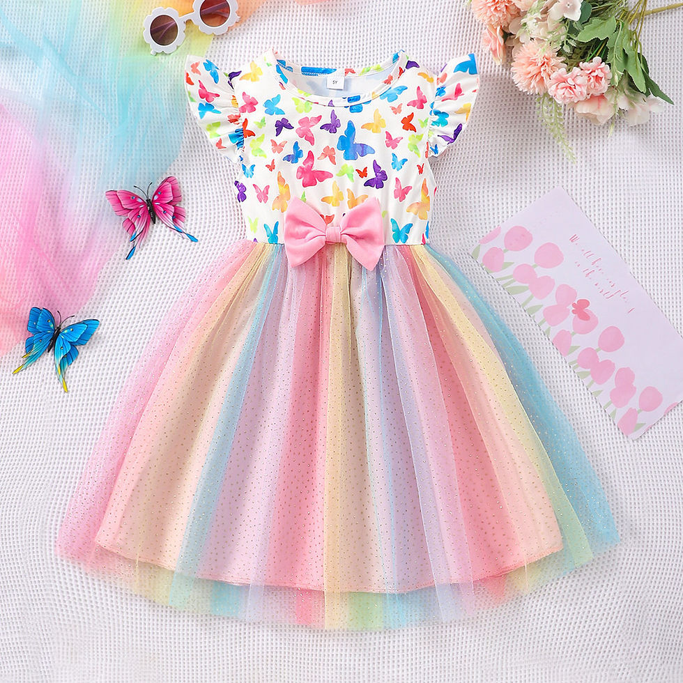 Thumbnail: 2024 Kids Girls Dress Clothing Short Sleeve Casual Cute Girls Clothes Unicorn B