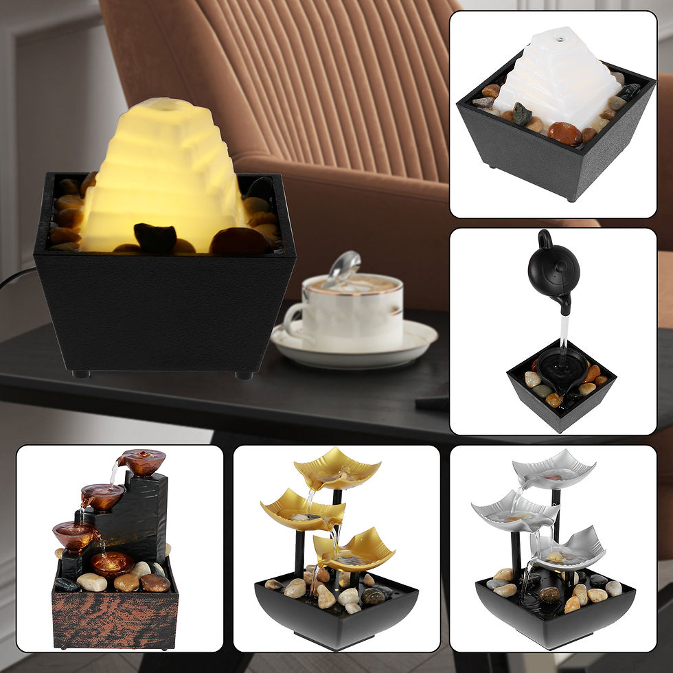 Miniatura: Tabletop Fountain with Light Meditation Water Fountain Small Waterfall Ornament
