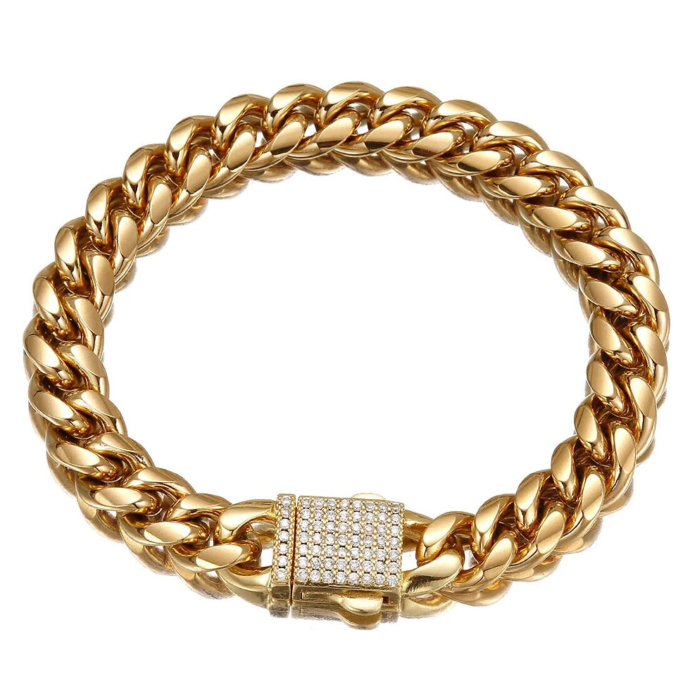 Thumbnail: Hip Hop Jewelry 6mm-14mm Any Length 316L Stainless Steel Crystal Buckle Fashion