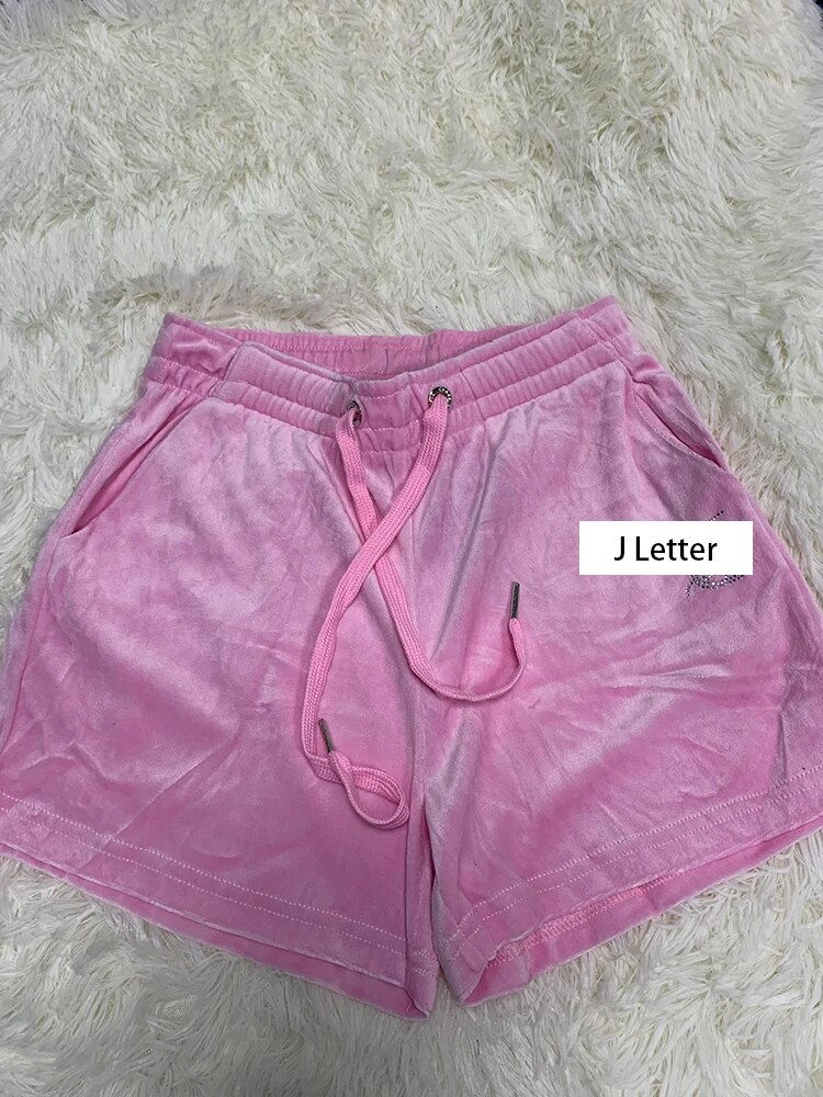섬네일: Velour Shorts Y2k Women Clothing Biker Shorts Drawstring Sporty Short for Gym N