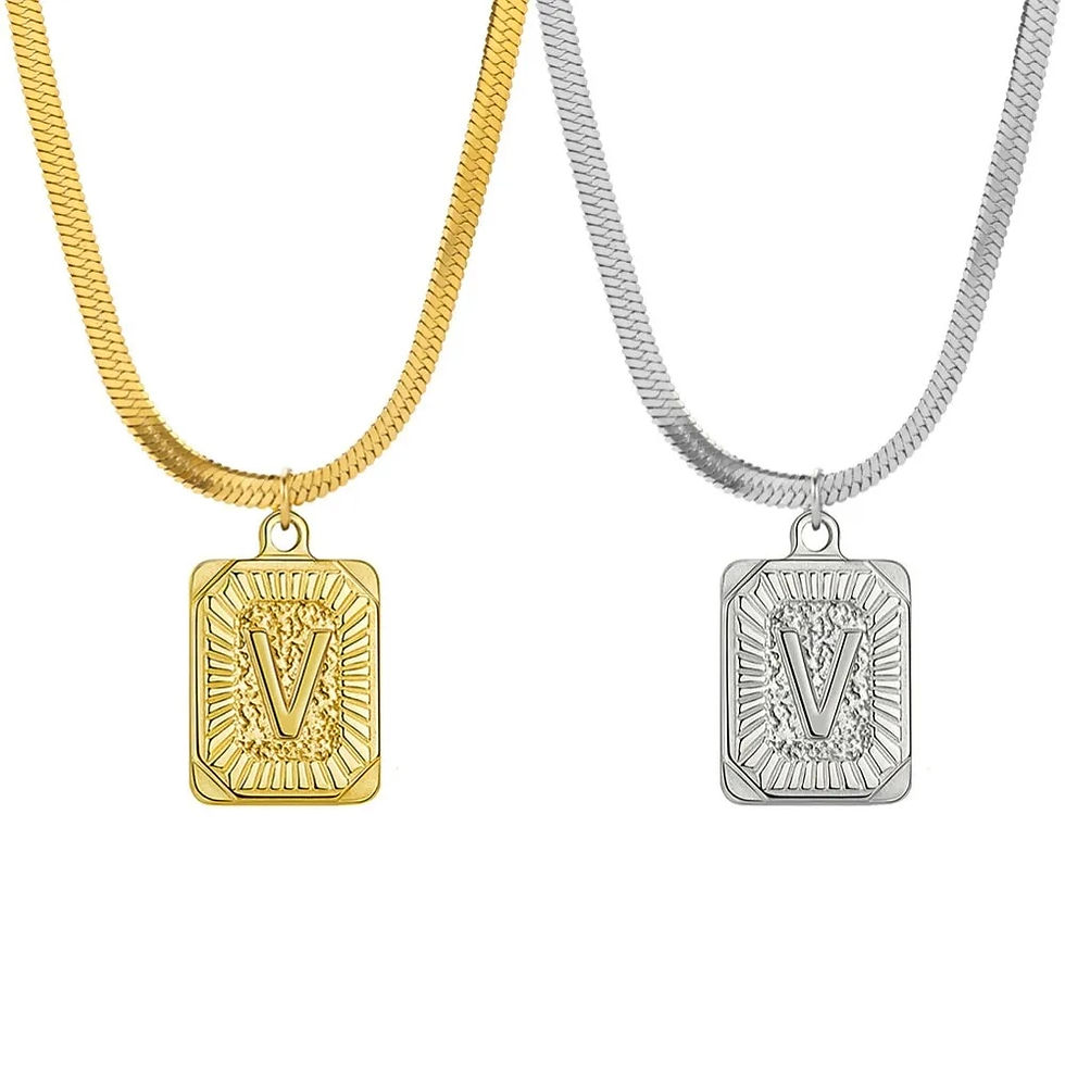 Thumbnail: EUEAVAN Initials Letter Pendant Necklace for Woman Stainless Steel Snake Chain 