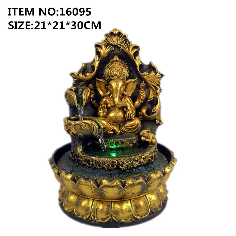 Küçük resim: HandMade Hindu Ganesha Statue Indoor Water Fountain Led Waterscape Home Decorat