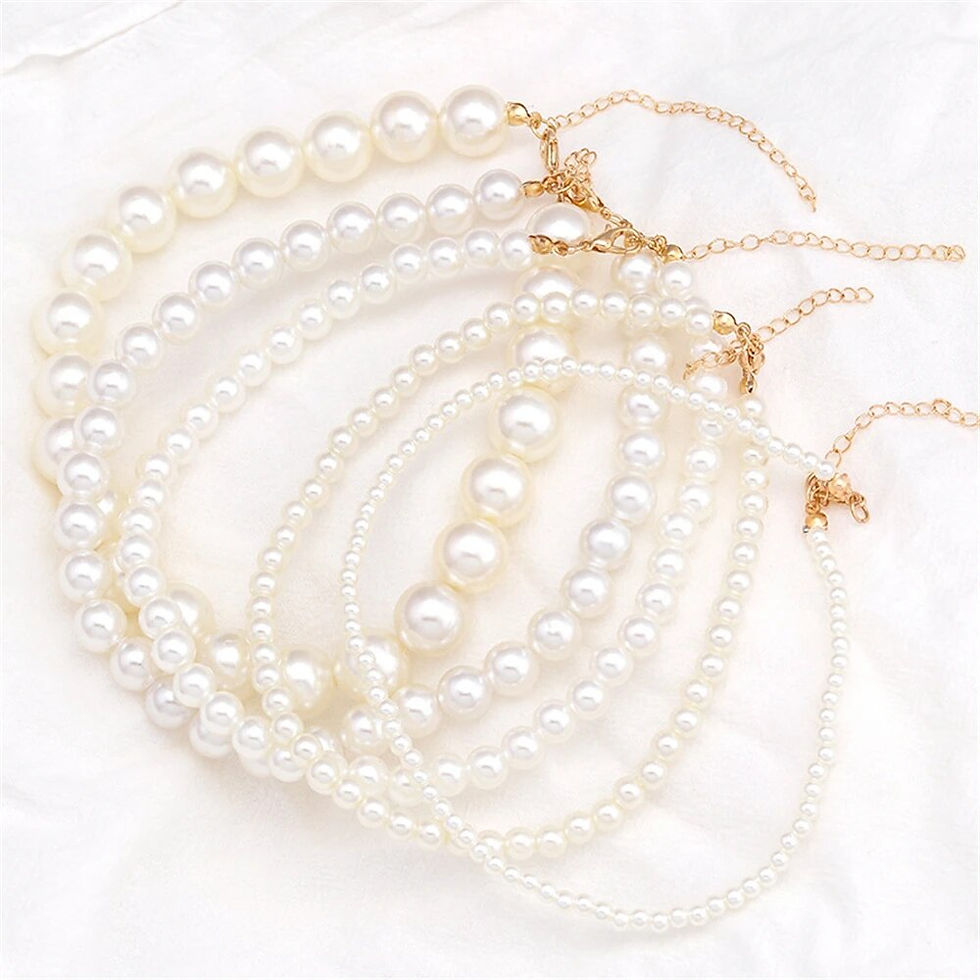 Thumbnail: Exquisite Imitation Pearl Choker Fashion Necklaces Simple Clavicle Chain Weddin
