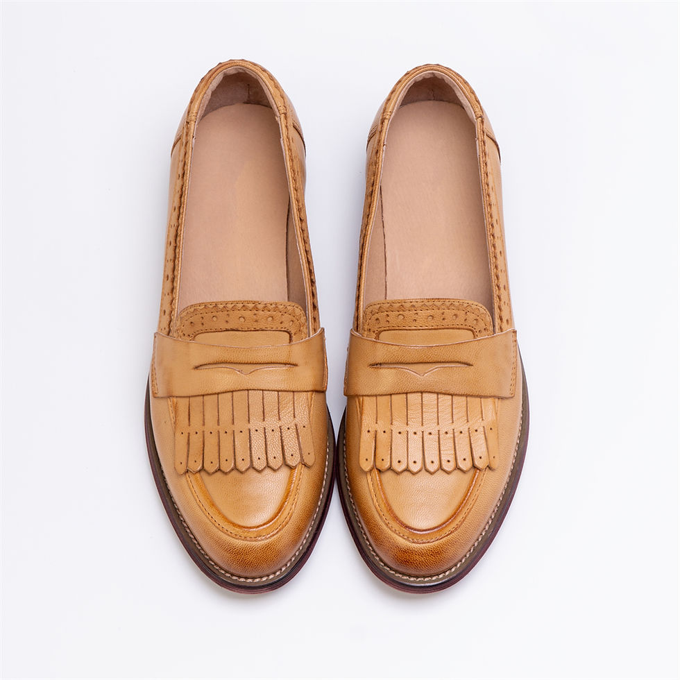 Thumbnail: Women Vintage Chic Leather Round Toe Oxford Slip-on Casual Sneakers Shoes