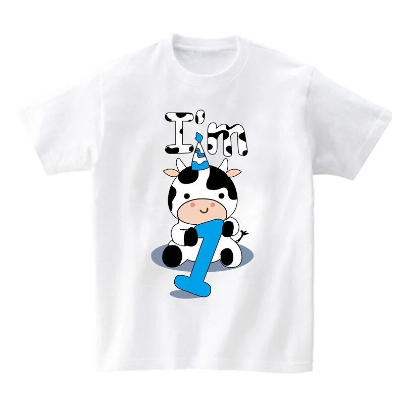 थंबनेल: Baby Cow Birthday Party T Shirt Family Outfit Matching Clothes Holiday Look Fat