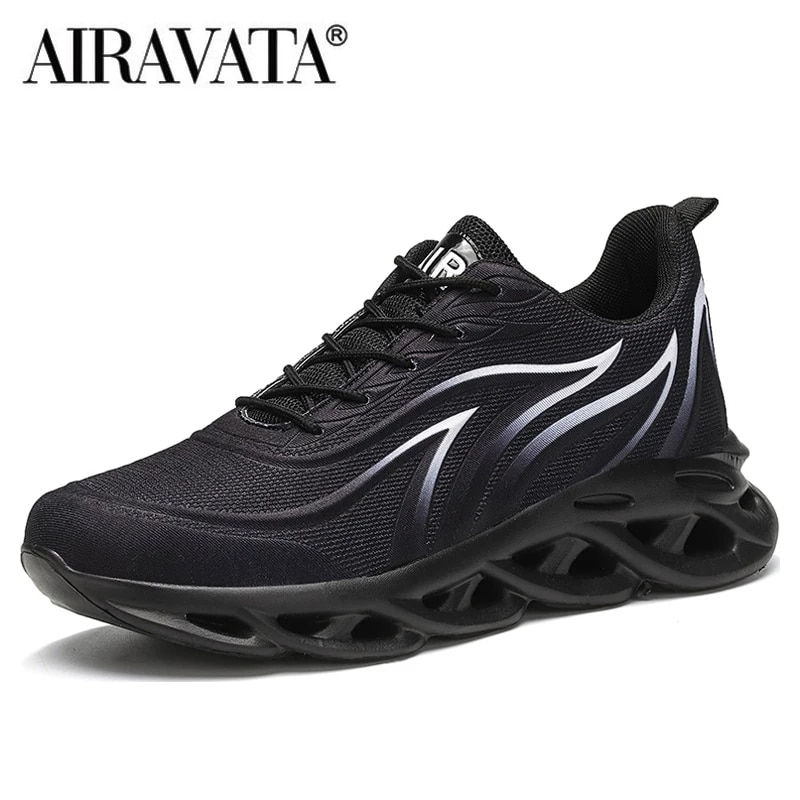Thumbnail: Men's Flame Printed Sneakers Flying Weave Sports Shoes Comfortable Running Shoe
