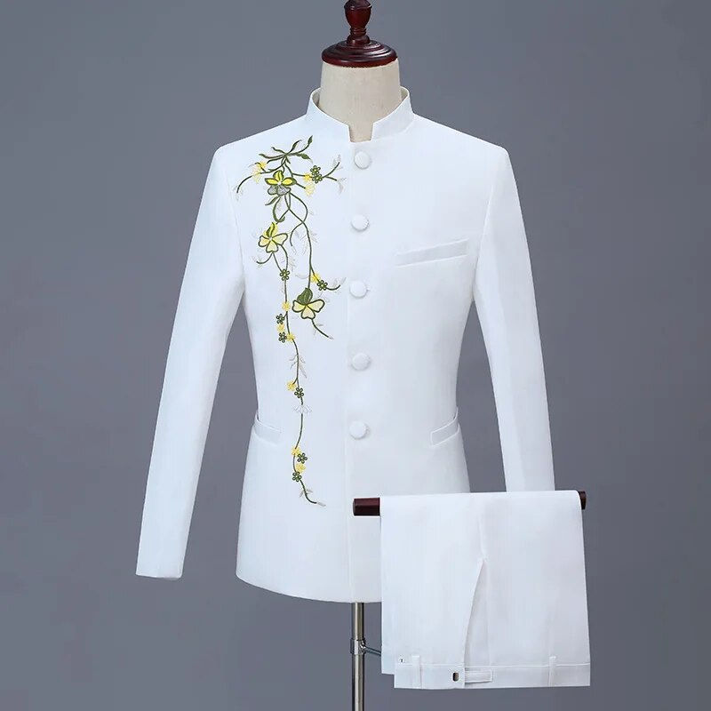 ภาพขนาดย่อ: Two Pcs Set Suit Jacket Pants / 2023 Fashion Men's Casual Boutique Personalized