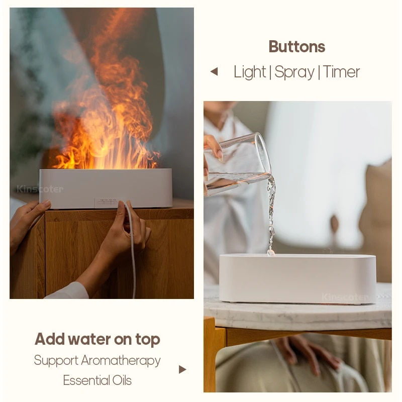 Thumbnail: Newest RGB Flame Aroma Diffuser Humidifier USB Desktop Simulation Light Aromath
