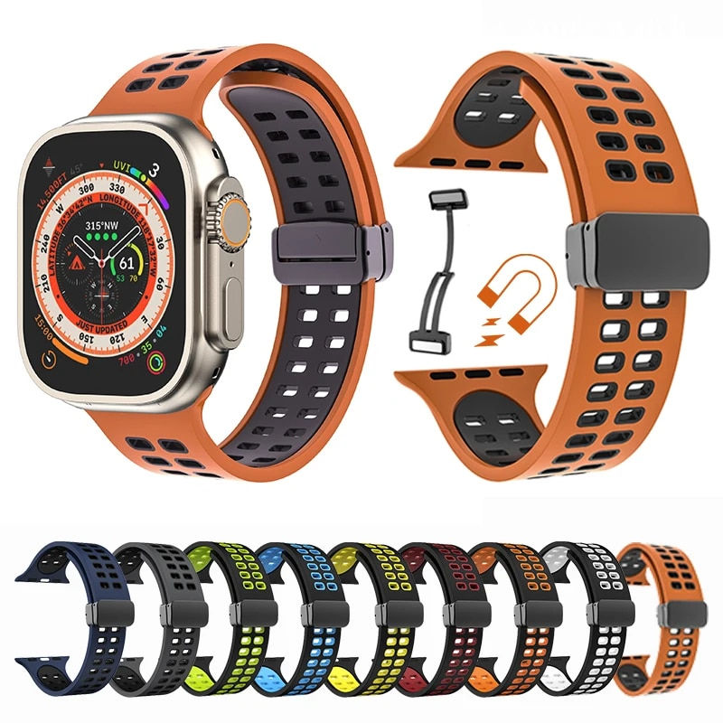 Miniaturebillede: Magnetic D Folding Band For Apple watch series 8 ultra 49mm 45mm 41mm Watchband