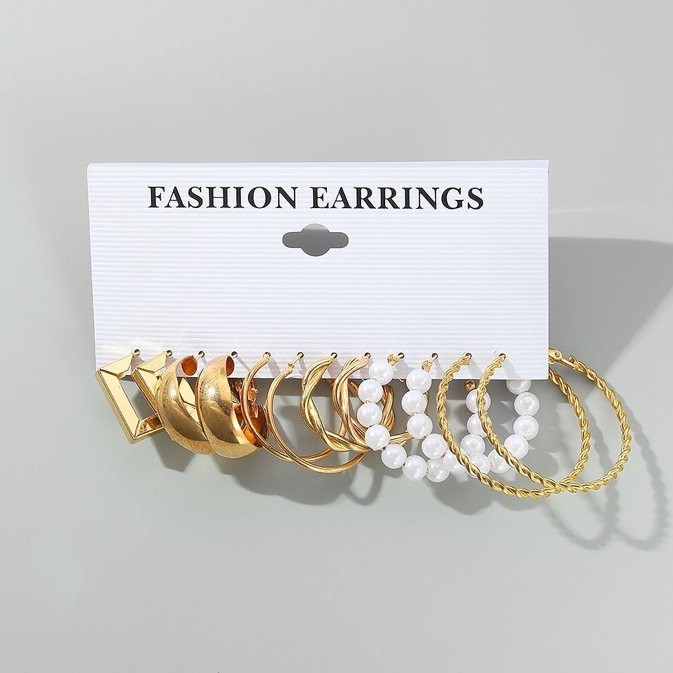 Thumbnail: IPARAM Fashion Exaggerated Gold Color Metal Pearl Earrings for Women Geometric 