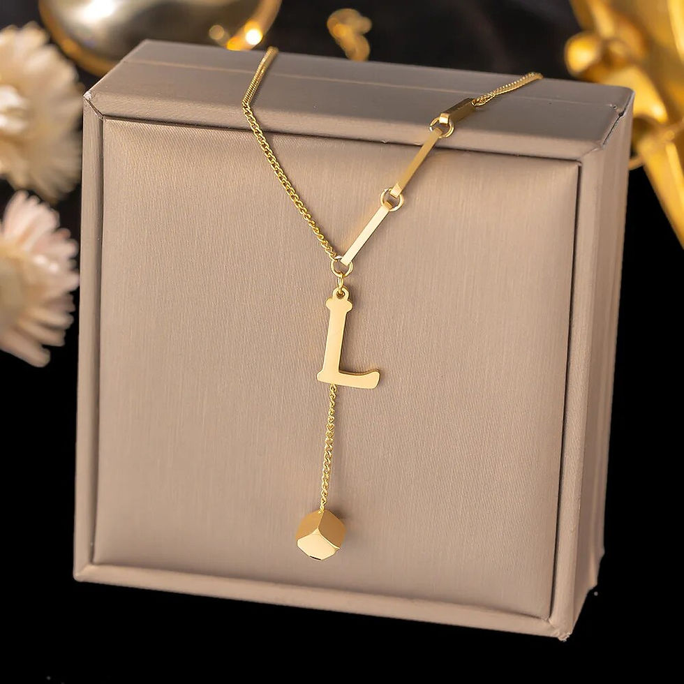 Miniatura: Stainless Steel Initial Letter Necklace For Women Gold Color 26 Alphabet Pendan