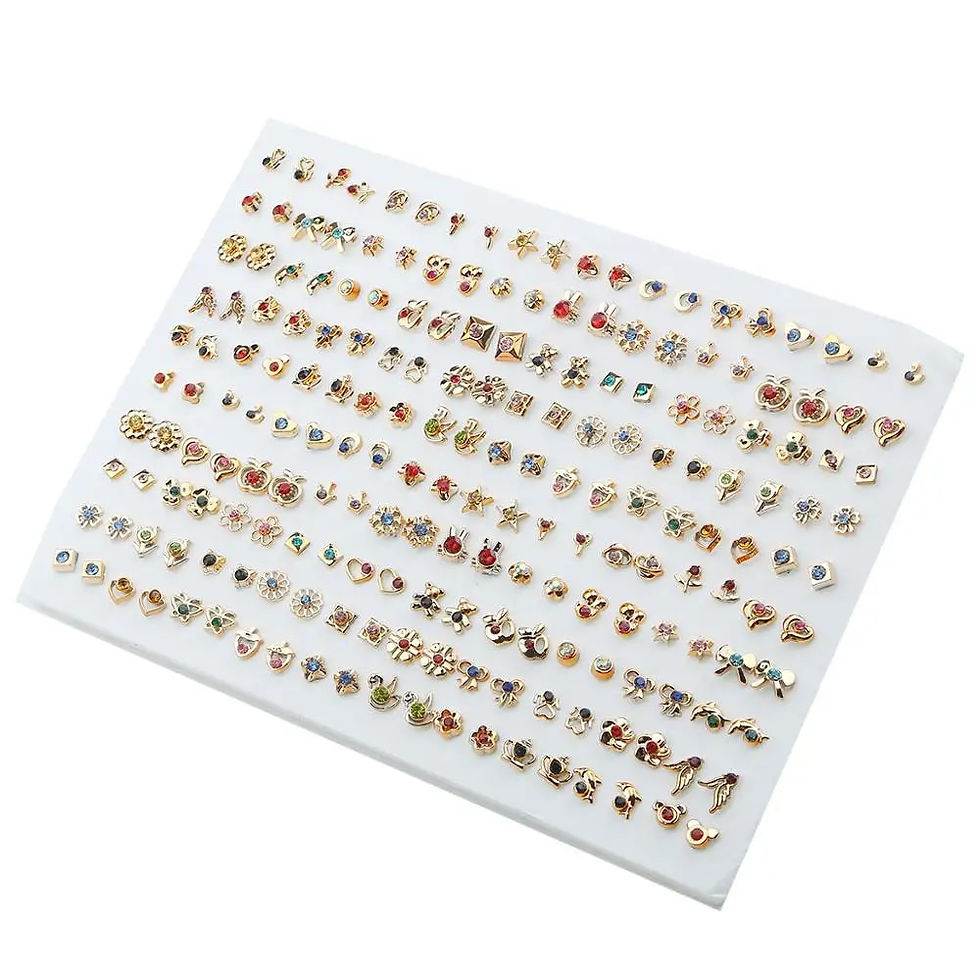Thumbnail: 100Pair Women Acrylic Crystal Small Stud Earrings Set Girls Child Heart Star An