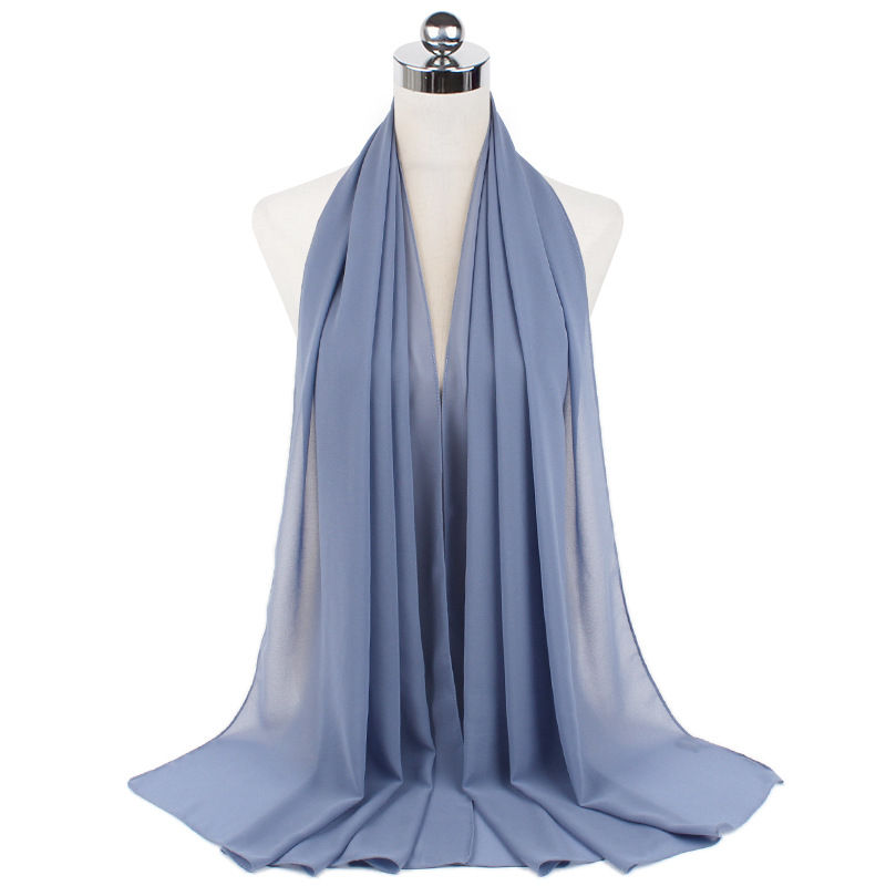 Thumbnail: 2024 Women's Elegant Modest Muslim Islamic Bubble Chiffon Scarf Ramadan Soft Li