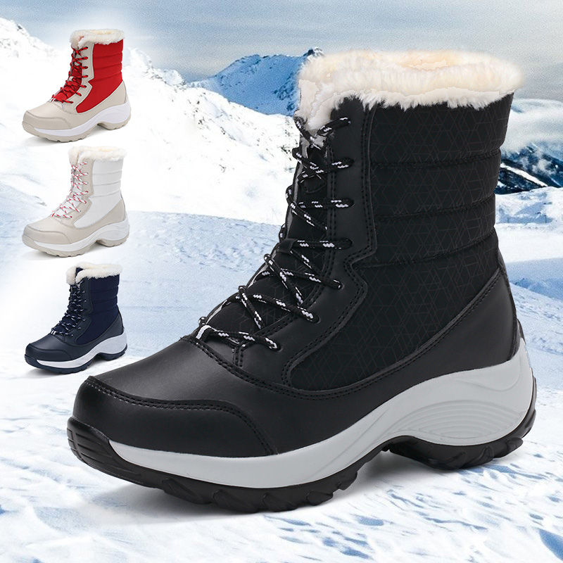 Thumbnail: Ankel Boots for Women Winter Outdoor Warm Snow Boots Chunky Platform Waterproof