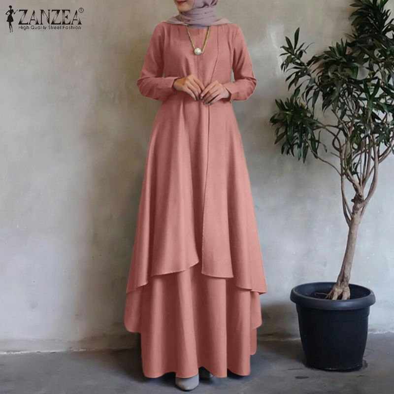 Thumbnail: Irregular Hem Loose Long Dress Dubai Turkey Abaya Hijab Sundress Oversized ZANZ